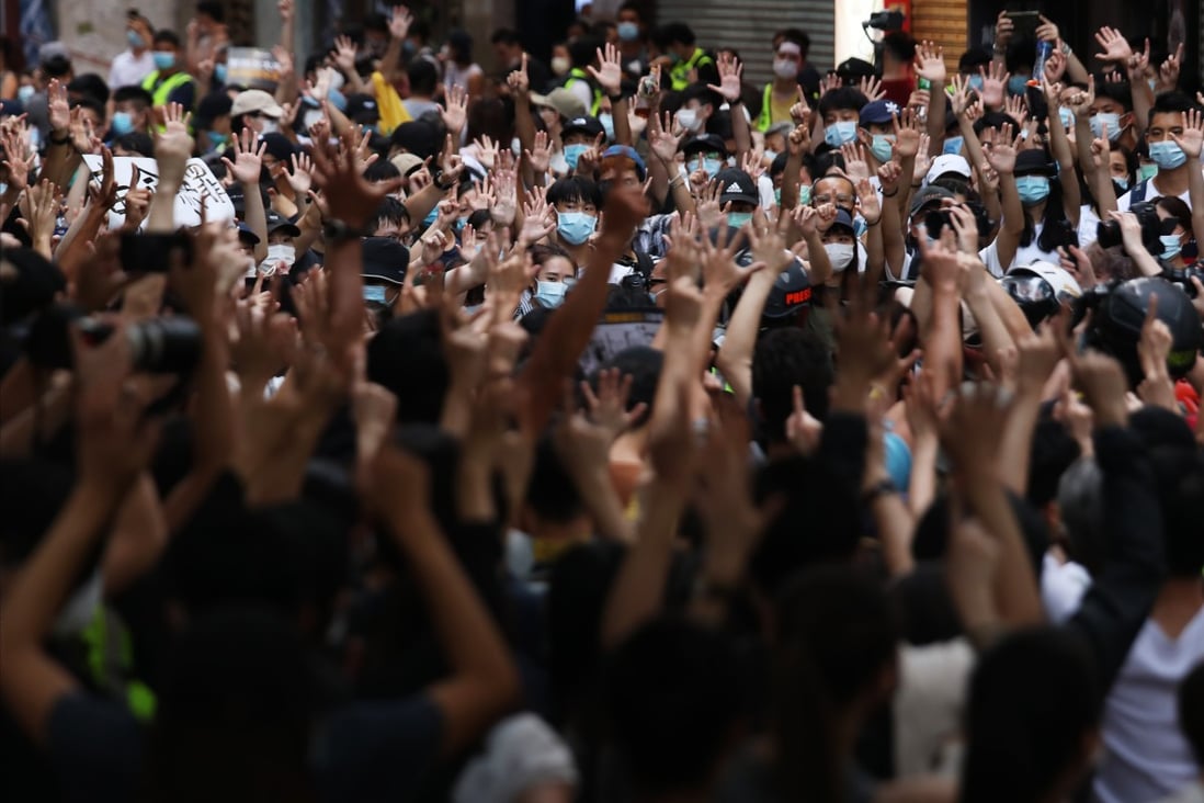 Protesters in Causeway Bay, Hong Kong, on July 1. Photo: Xiaomei Chen