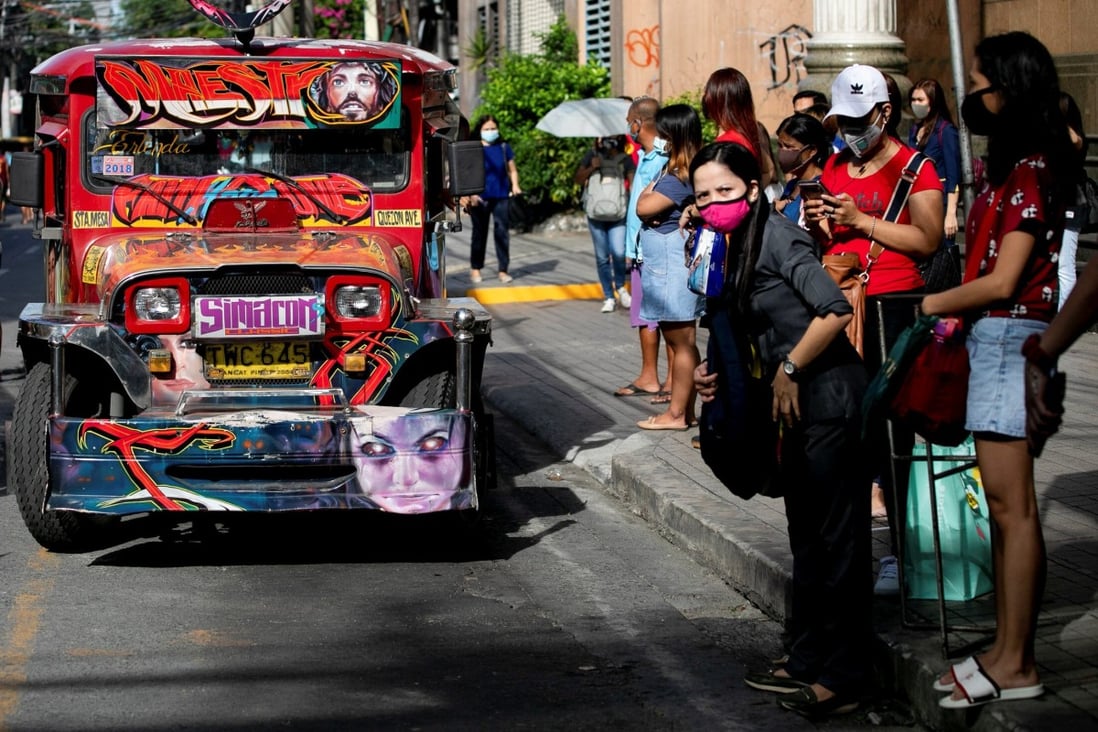 Passengers wait for a jeepney in Quezon City, Metro Manila, on July 3, 2020. Photo: Reuters