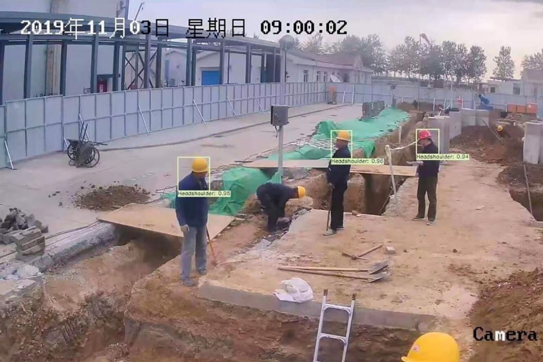 An artificial intelligence system tracks workers on a construction site. Photo: Chinese Academy of Sciences