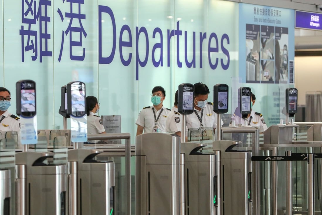 The departure terminal at Hong Kong International Airport wears a deserted look amid the coronavirus pandemic. Photo: May Tse