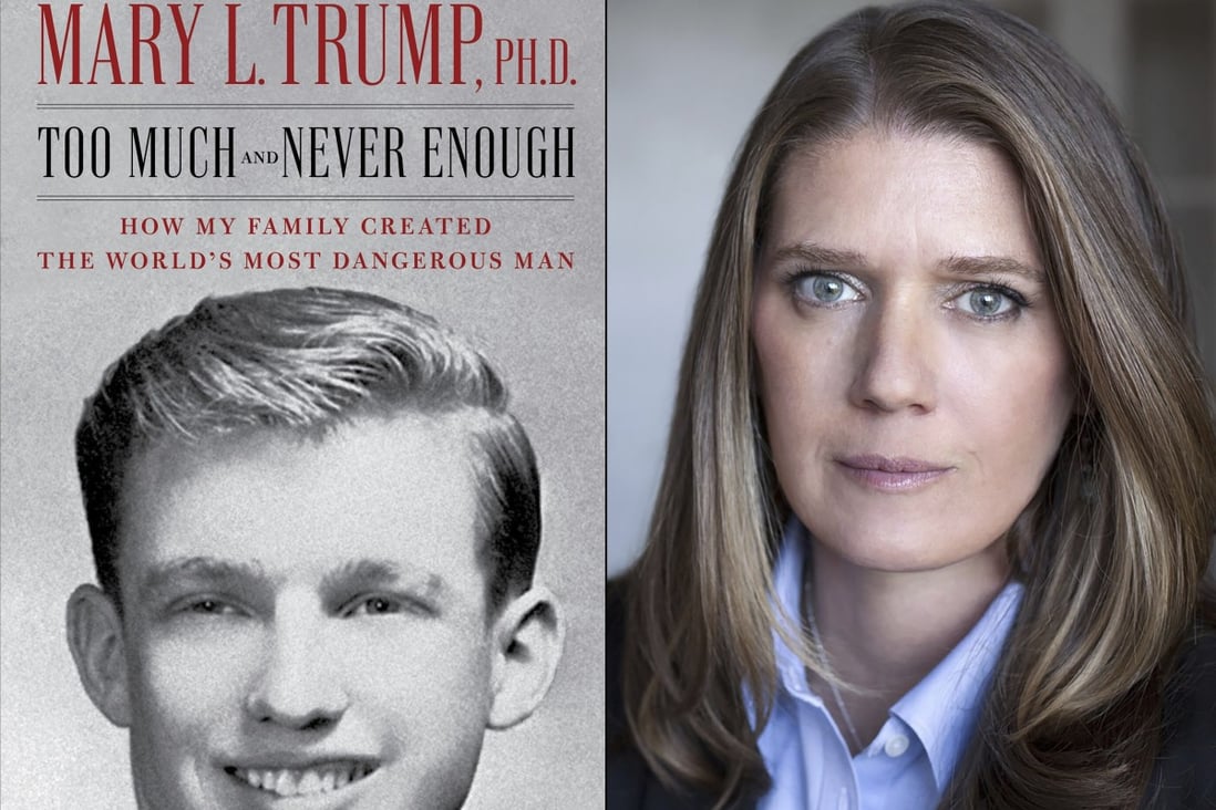 This combination photo Mary Trump with the cover art for her book, Too Much and Never Enough: How My Family Created the World’s Most Dangerous Man. Photo: Peter Serling/Simon & Schuster via AP