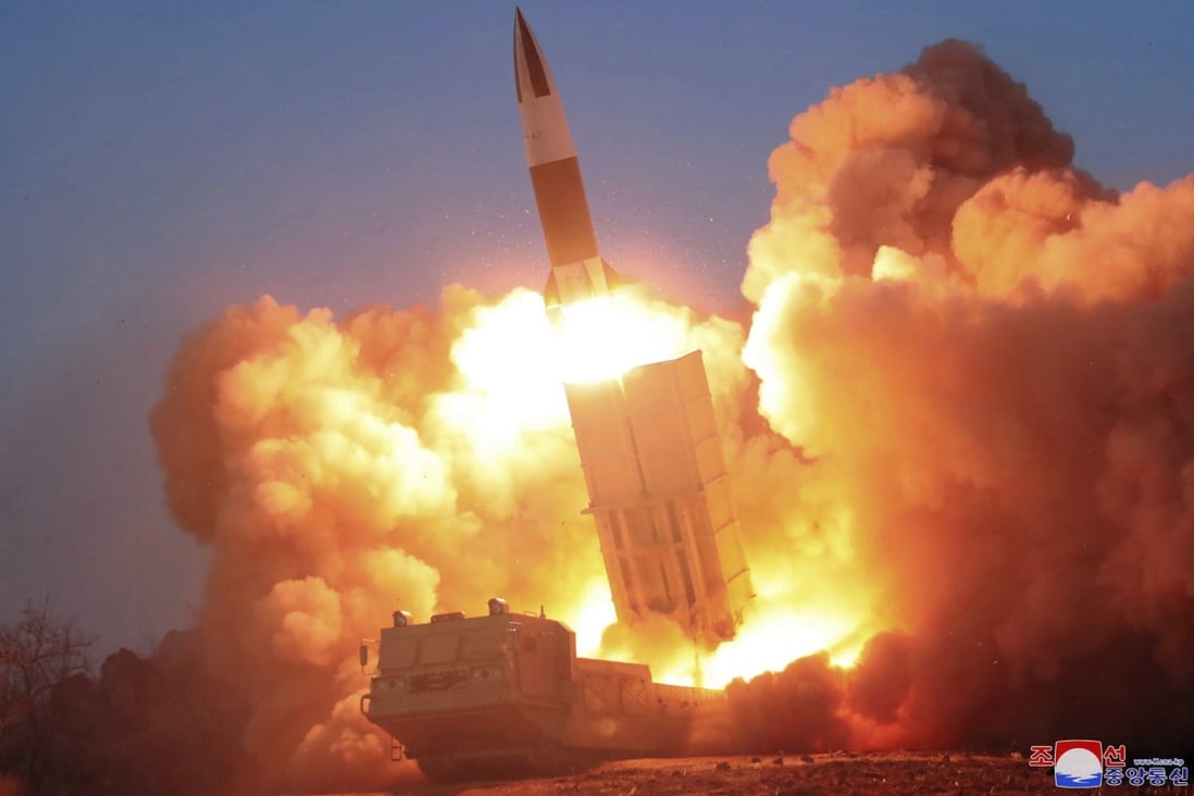 A rocket launch by North Korea. Photo: AP