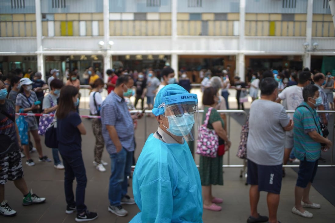 Residents of a suspected cluster in Hong Kong are tested for the coronavirus but health experts want to see more screening, including of care home staff. Photo: Winson Wong