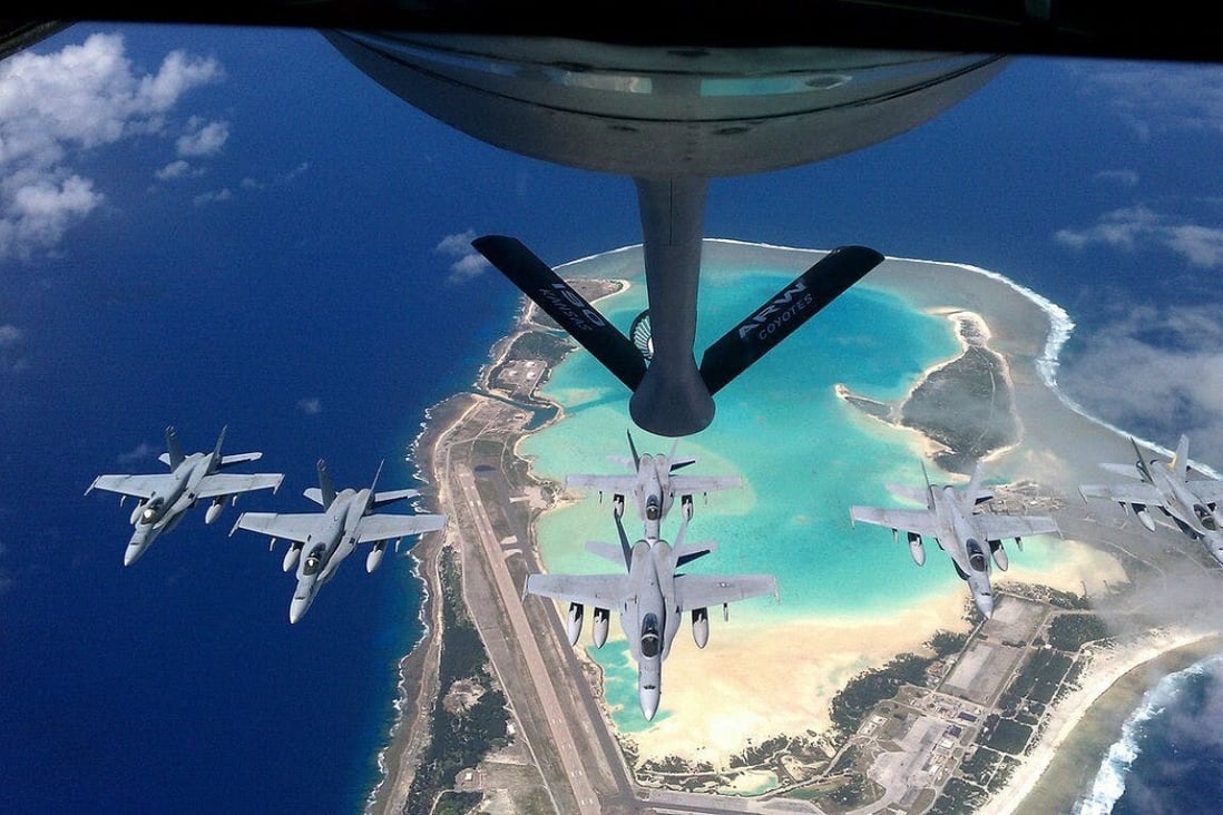US Air Force Hornets refuel over Wake Island. Photo: Handout