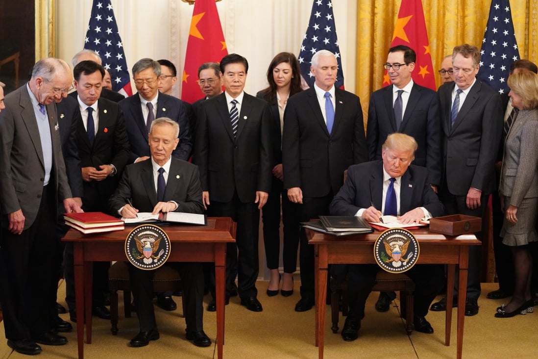 The United States and China signed their phase one trade deal in January. Photo: Xinhua