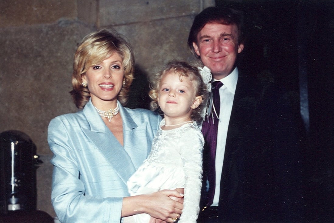 Donald Trump (right) with his second wife, Marla Maples, and their daughter, Tiffany, at the Mar-a-Lago estate in Palm Beach, Florida, in 1996. Trump’s grandfather, Friedrich, first arrived in New York on a steamship from Germany in 1885. Photo: Getty Images