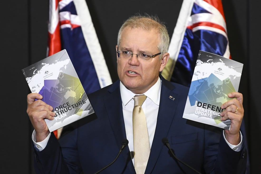 Prime Minister Scott Morrison speaks during the launch of the 2020 Defence Strategic Update in Canberra. Australia significantly increased its defence spending, with Morrison warning the post-pandemic world will become more dangerous. Photo: AP