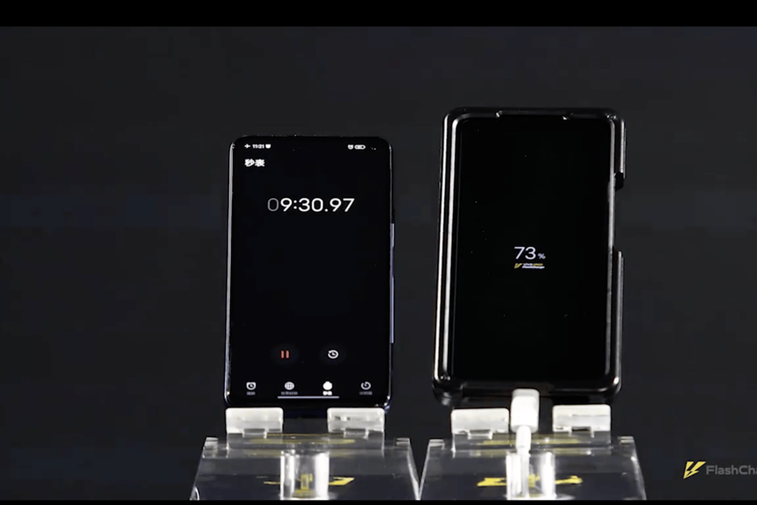 A video from iQOO shows its upcoming unnamed smartphone charging from 1 per cent to 73 per cent in less than 10 minutes. Photo: Handout