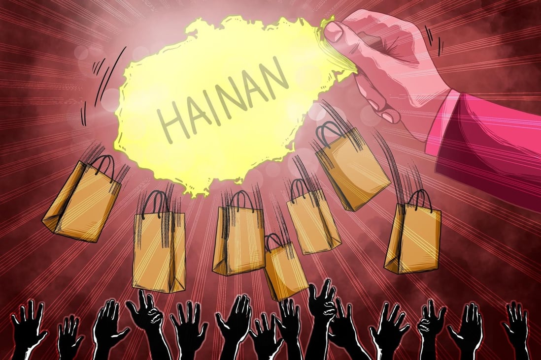 China plans on turning Hainan into a duty-free hub to compete with international shopping centres. Illustration: Kuen Lau