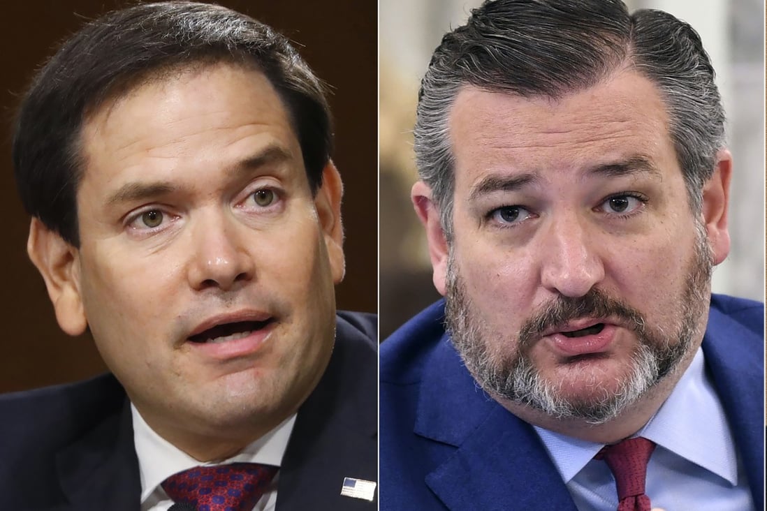 US Senators Marco Rubio (left) and Ted Cruz are among those being sanctioned by Beijing. Photo: AP