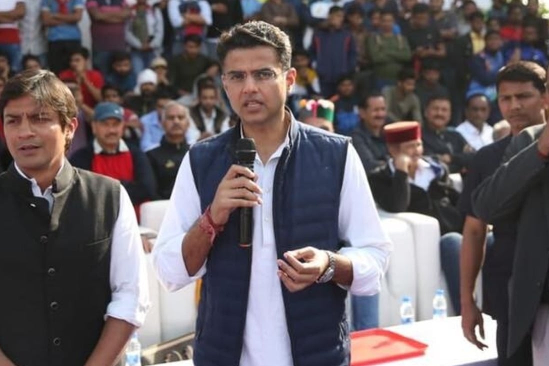 Sachin Pilot, former deputy chief minister of Rajasthan (centre), pictured at an event in March. Photo: Facebook
