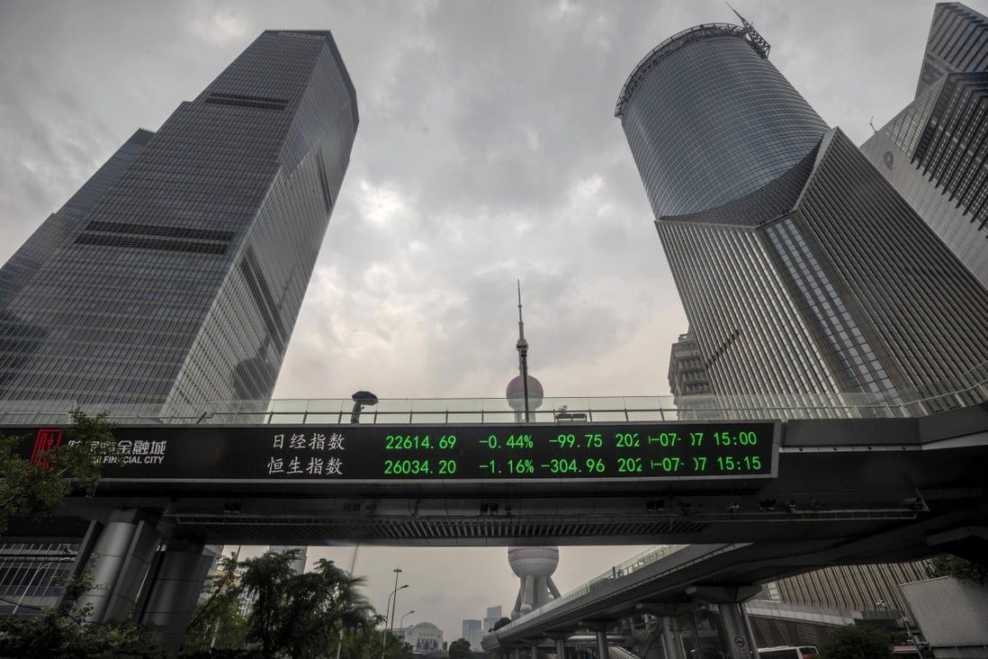 A display shows stock values in Shanghai. The city’s exchange is launching a Star Market index, which will track the top 50 companies on the board. Photo: EPA-EFE