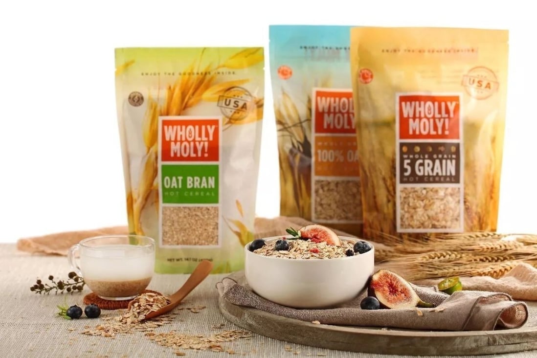 Wholly Moly, a Shanghai-based start-up founded in 2017, produces powdered drinks and instant porridge made of oat bran. Photo: SCMP Handout