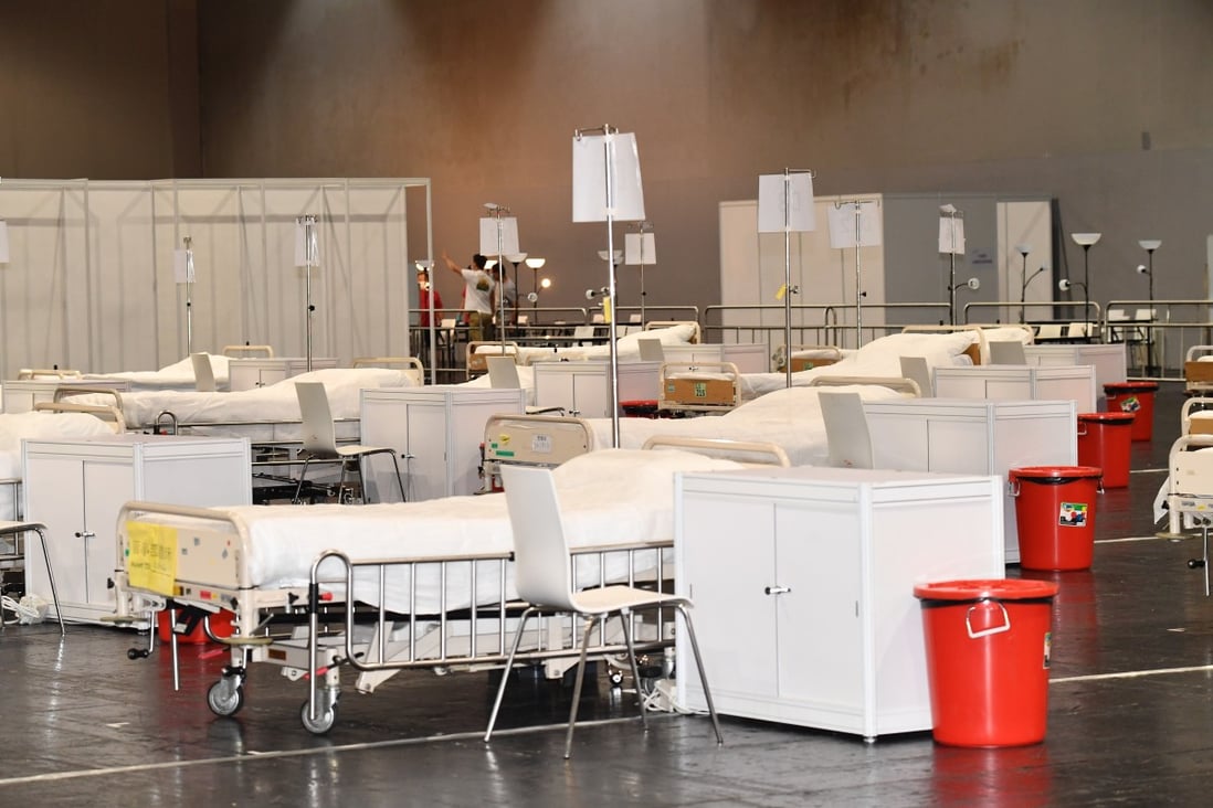 Facilities set up at AsiaWorld-Expo to house patients. Photo: Handout