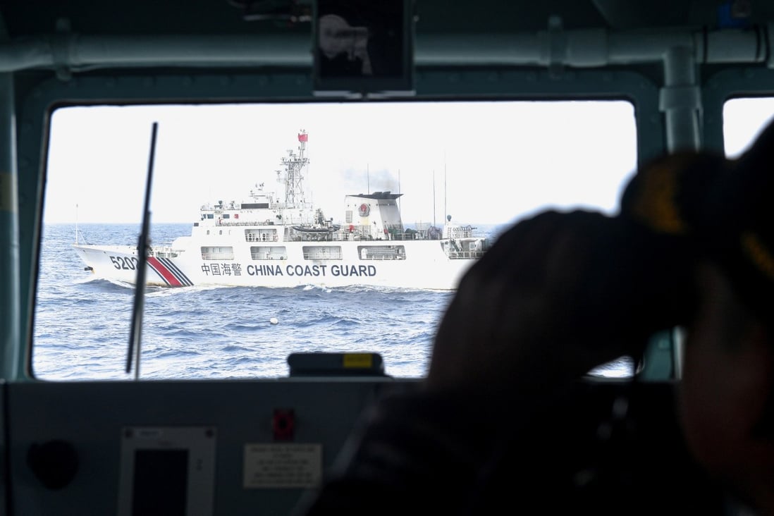 A China coastguard ship seen in Indonesia’s exclusive economic zone area north of the Natuna island on January 11, 2020. Photo: Antara Foto via Reuters