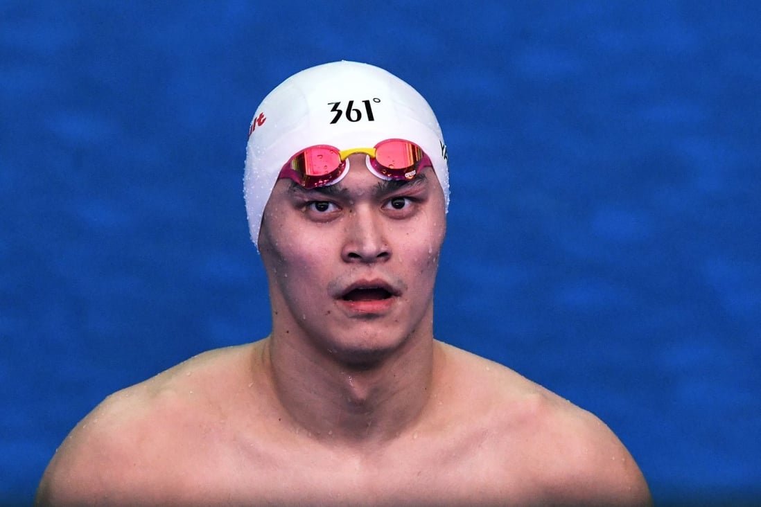 China's Sun Yang reacts after competing in a heat for the men's 200m freestyle event during the swimming competition at the 2019 World Championships in July, 2019. Photo: AFP