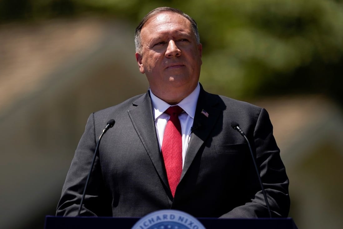 US Secretary of State Mike Pompeo speaks at the Richard Nixon Presidential Library in Yorba Linda, California, on July 23. Pompeo’s rhetoric around China and the Communist Party suggests little in the way of new ideas since the fall of the Soviet Union in 1991. Photo: Reuters