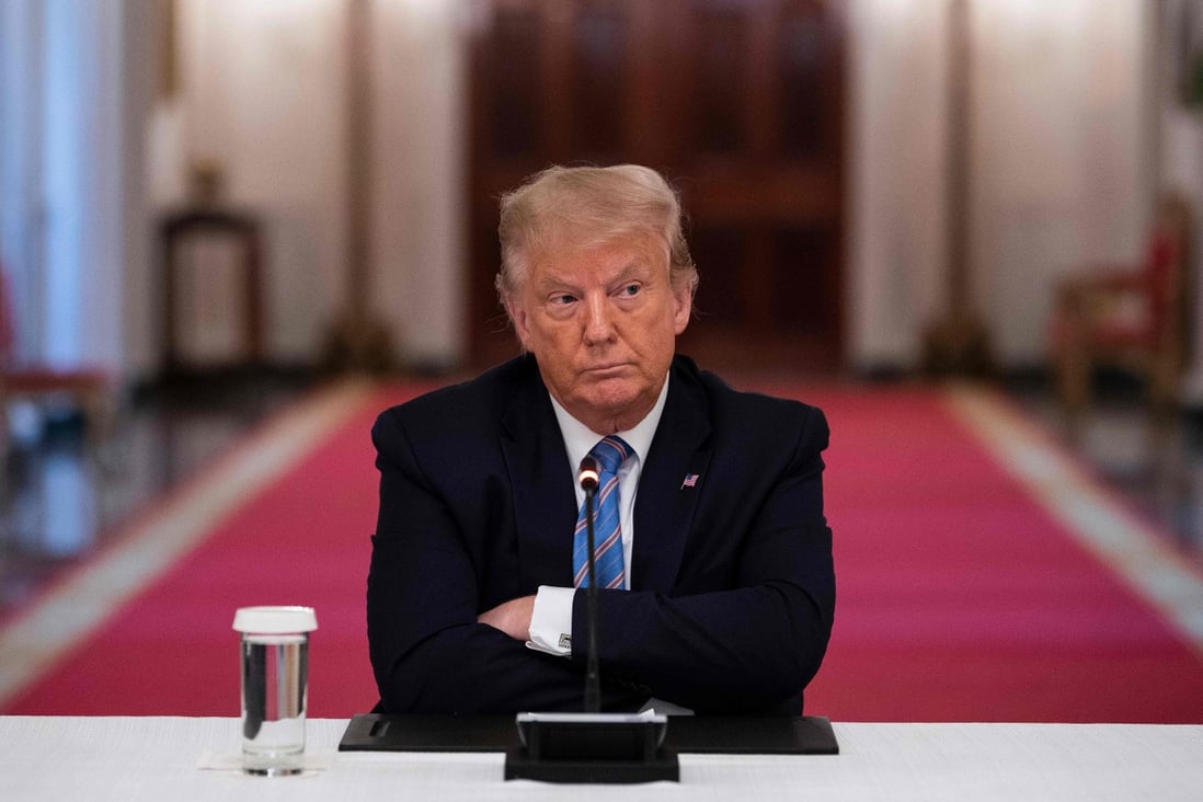 US President Donald Trump at a round table discussion on reopening schools, at the White House in Washington on July 7. Under Trump, the US has steadily shunned multilateral cooperation and been brashly abrasive with international organisations and countries alike. Photo: AFP