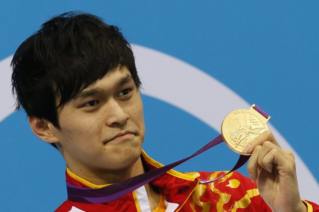 China’s Sun Yang with his 1,500m freestyle gold at the London 2012 Olympic Games. Photo: EPA