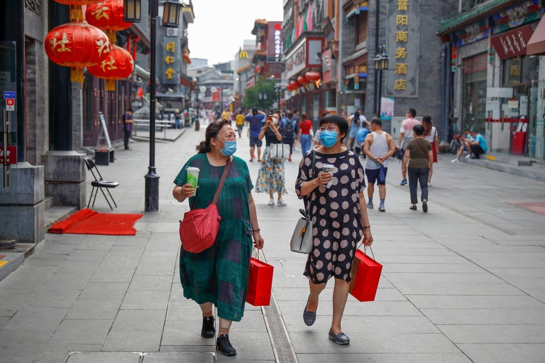 Shoppers in Beijing on July 30. China’s massive domestic consumption is the most important driver in its new policy, which means ensuring that the job market is in good health. Photo: Reuters