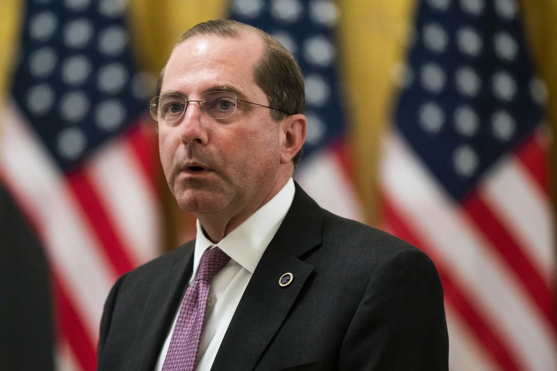 The US Secretary of Health and Human Services Alex Azar is expected to arrive in Taiwan in coming days. Photo: EPA-EFE