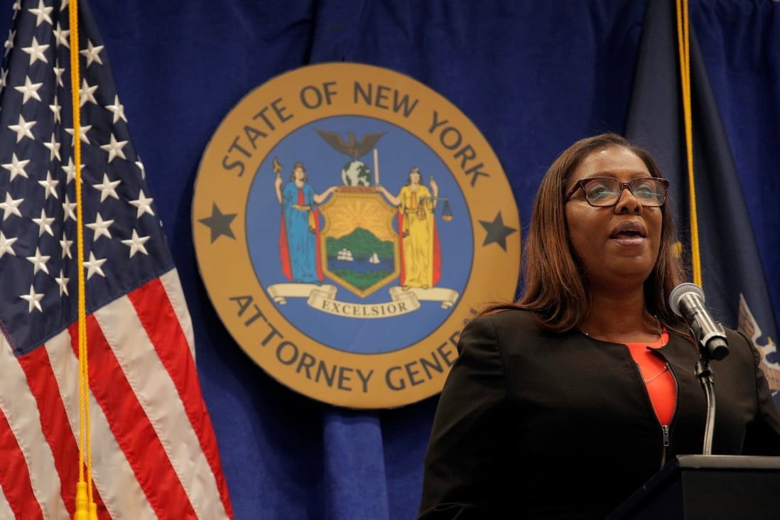 New York State Attorney General Letitia James announces a suit to dissolve the National Rifle Association on Thursday. Photo: Reuters