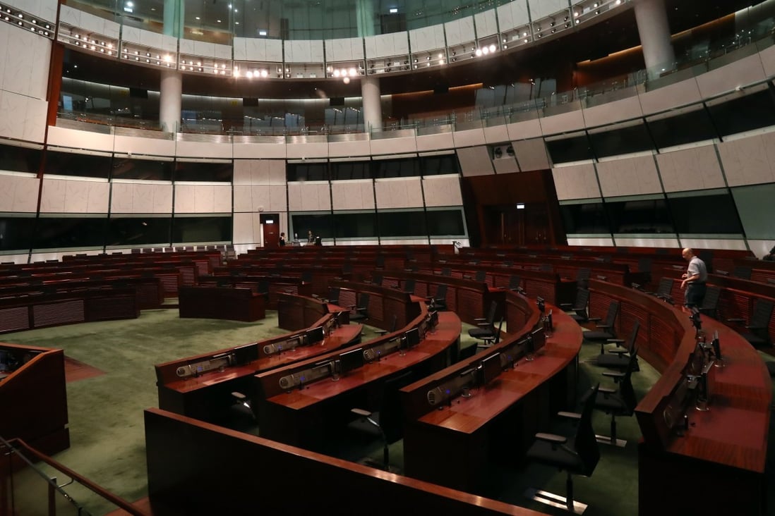 The empty chamber in the Legislative Council Complex in Tamar. Photo: Nora Tam
