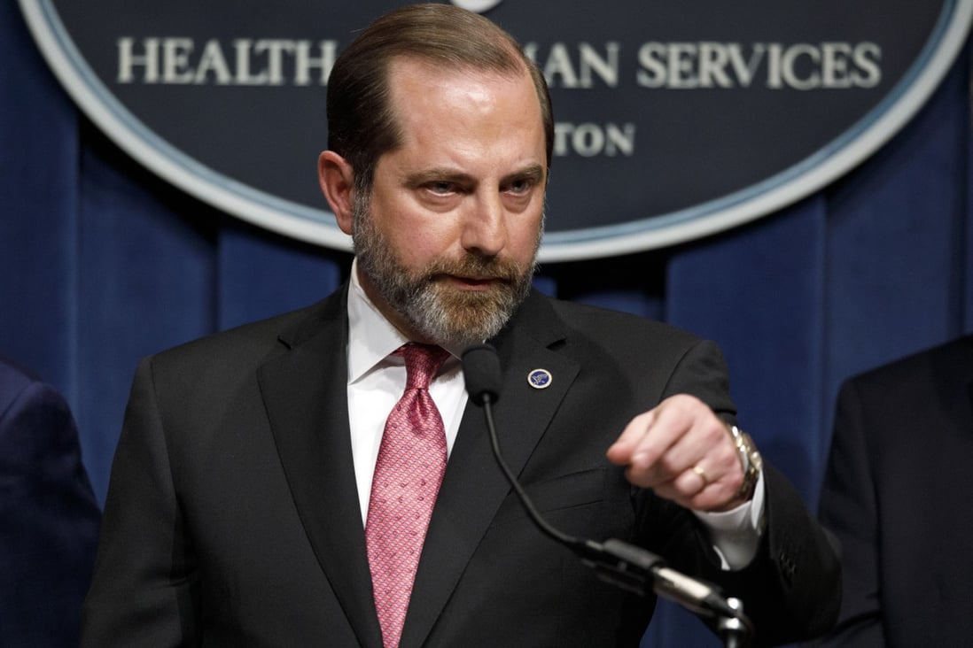 US Health and Human Services Secretary Alex Azar (seen in February) will make a high-profile visit to Taiwan at a time when Washingon-Beijing ties are strained. Photo: AP