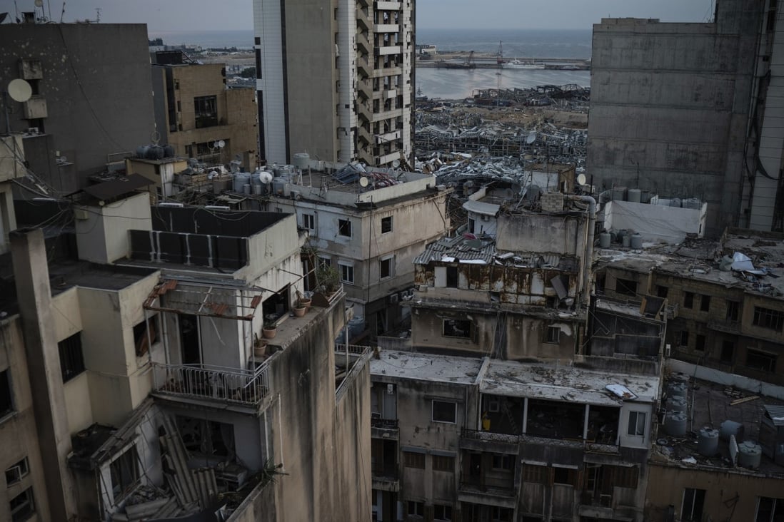 Damaged buildings in a neighbourhood near the site of the Beirut port explosion. Photo: AP