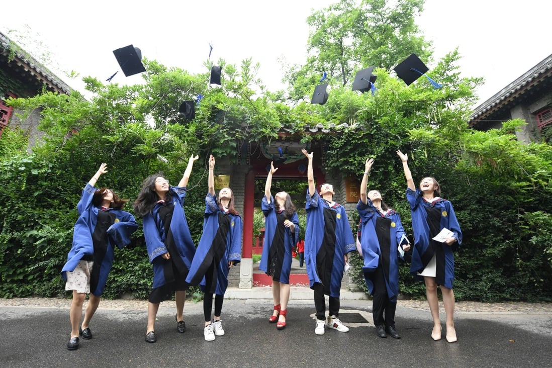 Graduates throw their hats in the air at Peking University in Beijing, capital of China, July 2, 2020. Photo: Xinhua