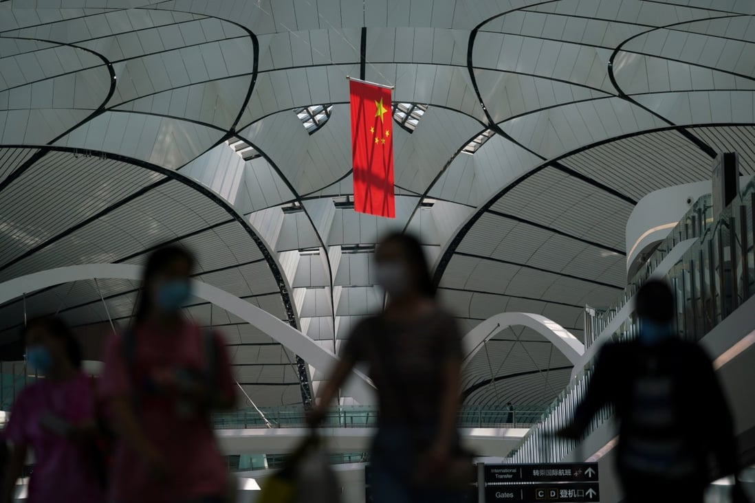 Travellers at Beijing Daxing International Airport. Domestic air travel recovered in the first half of 2020 to only 64.7 per cent of the level seen during the same period last year. Photo: Reuters