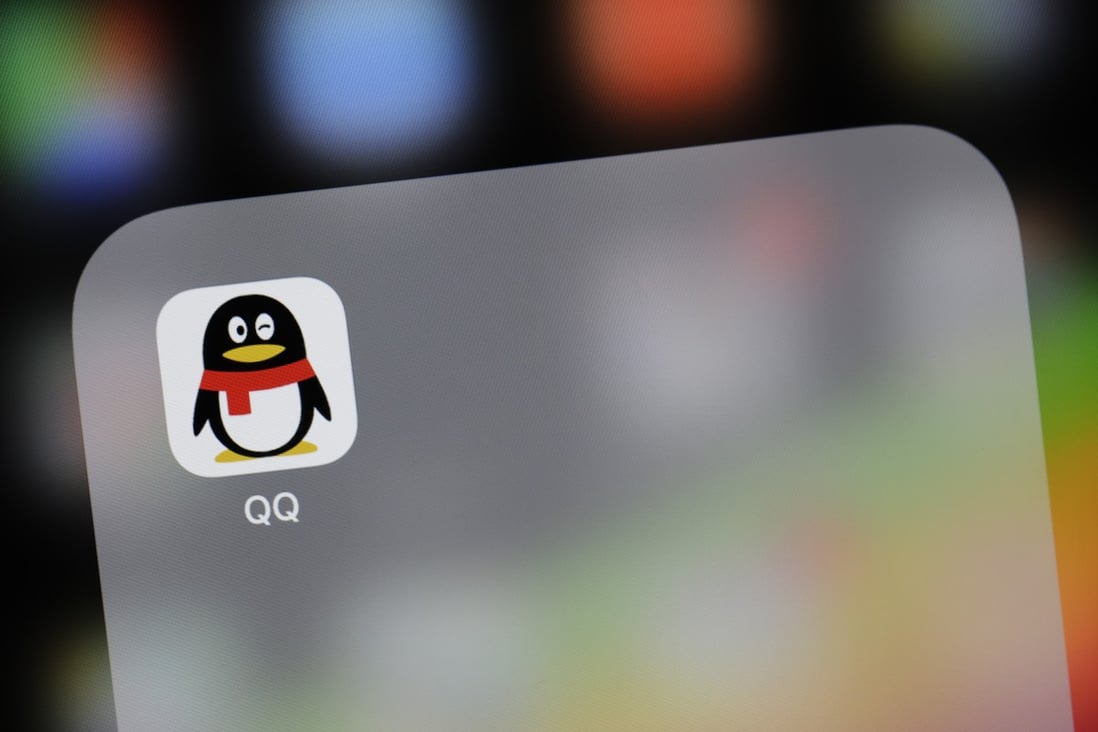 The icon for Tencent’s QQ messaging application seen on a smartphone. Photo: Bloomberg