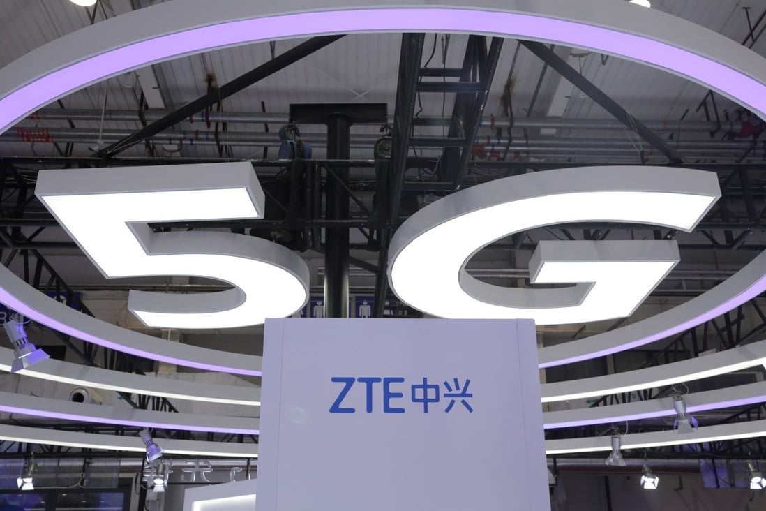 The ZTE logo and a sign for 5G are seen at the World 5G Exhibition in Beijing, China November 22, 2019. Photo: Reuters