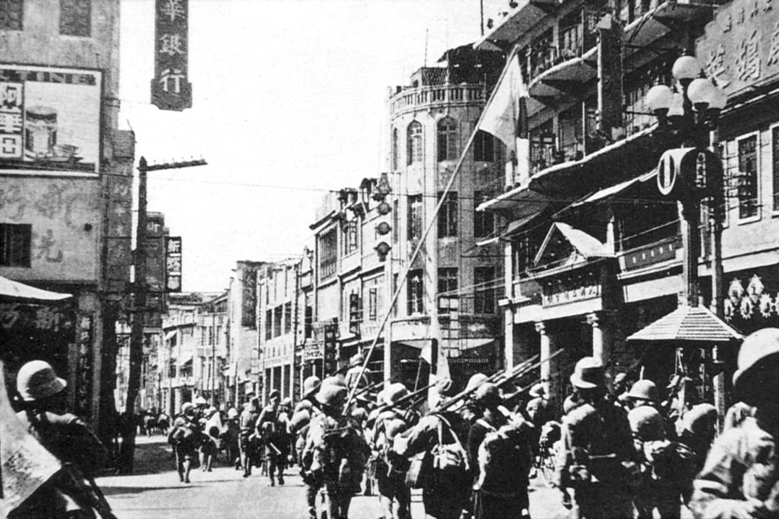 Japanese troops pictured entering Guangzhou city in October 1938. Photo: Handout