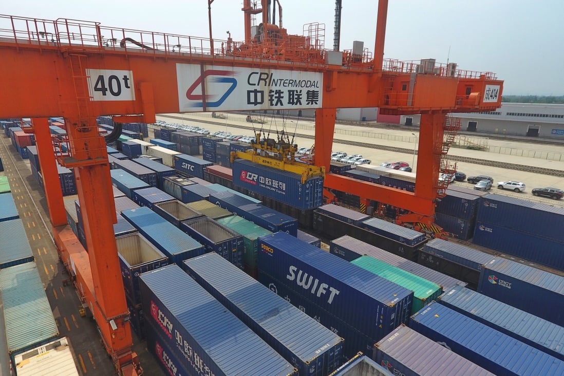 The Chengdu International Railway Port in Sichuan province has been busy this year, with about 1,200 trains dispatched from Chengdu on the China-Europe railway from January to July – a year-on-year increase of 58.6 per cent. Photo: Xinhua