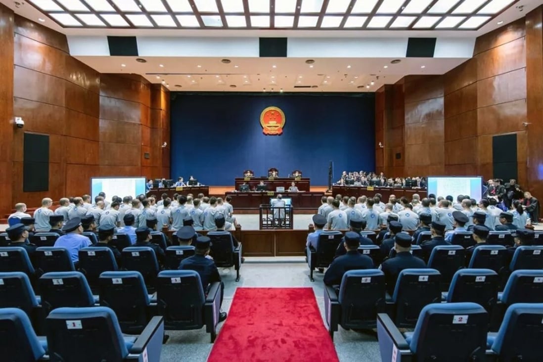 The Shenzhen Intermediate People’s Court begins hearing the case against Chen Yongsen and 75 other people in Shenzhen, Guangdong province, in July last year. Photo: Handout