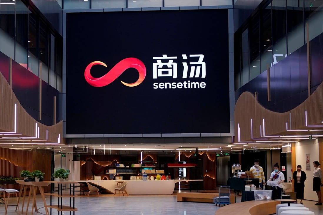 The logo of SenseTime Group, China’s largest artificial intelligence company, is seen at its office in Shanghai, on June 3. Photo: Reuters