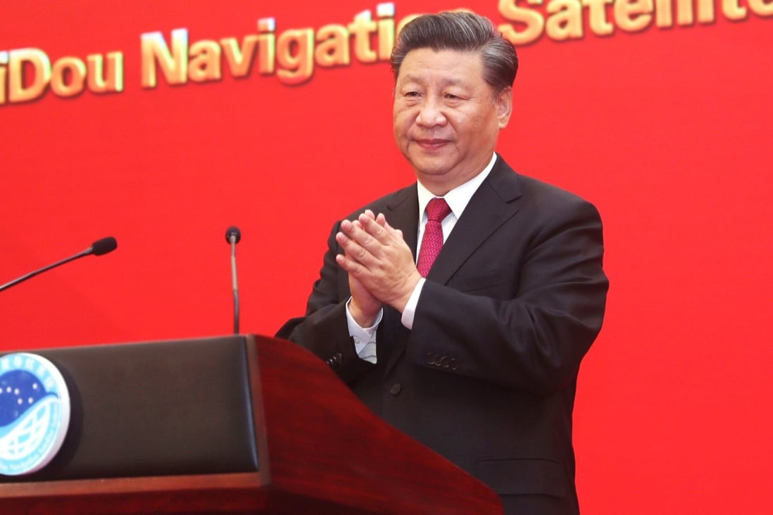 A bill introduced in the US Congress would ban US government documents from referring to Xi Jinping, shown at a ceremony last month in Beijing for the BeiDou navigational satellite system, as China’s president. Photo: Xinhua