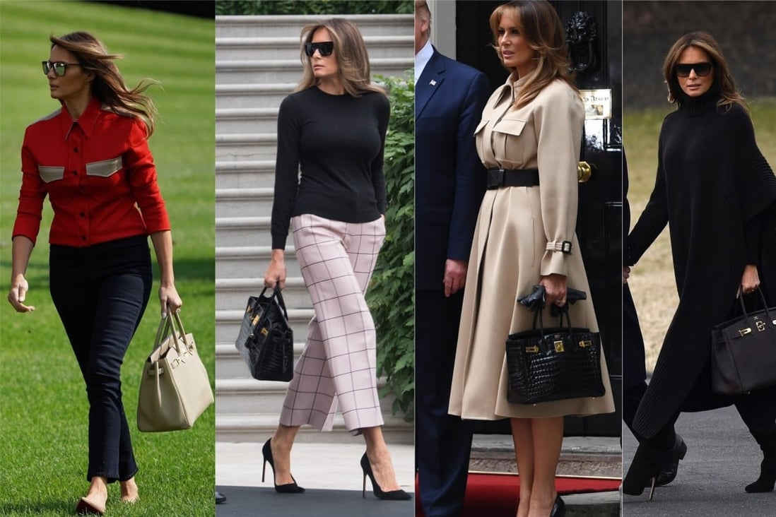 This bag lady is not short of a dime – Melania Trump’s Hermès Birkin collection is conservatively estimated to be worth US$100,000. Photos: Getty Images/@melaniatrumpfashion/Instagram