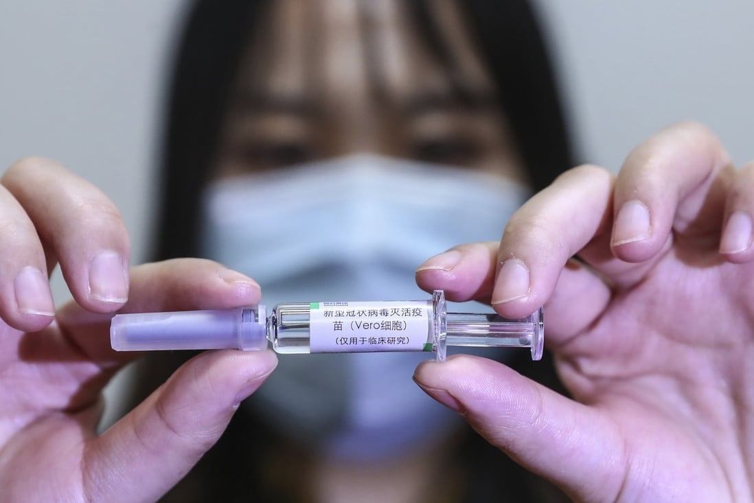 A potential Covid-19 vaccine at a production plant of SinoPharm in Beijing. Photo: Xinhua