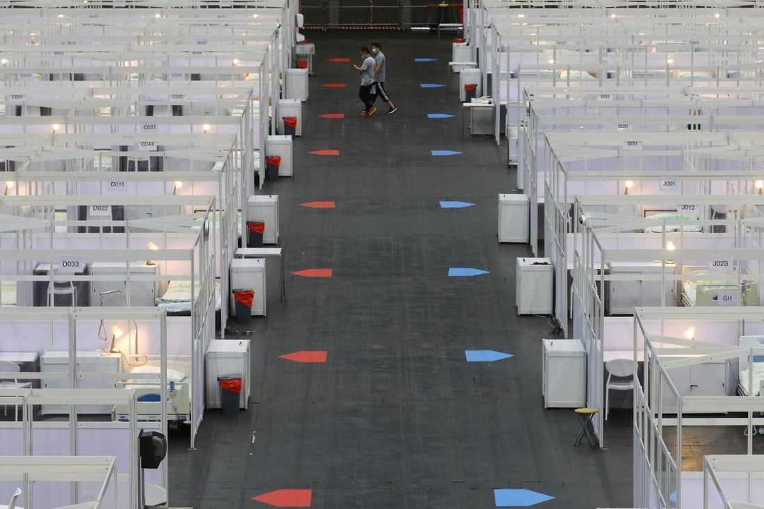 Facilities at the makeshift hospital for Covid-19 patients in AsiaWorld-Expo. Photo: Dickson Lee