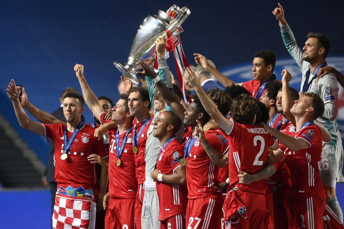 Bayern Munich players celebrate with the trophy after the Uefa Champions League final win over Paris Saint-Germain in Lisbon. Photo: AFP