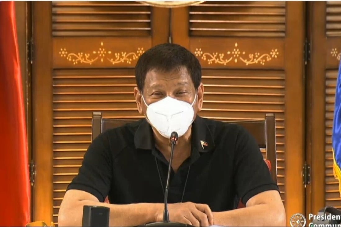 Duterte, as he appears in the video released on Tuesday.