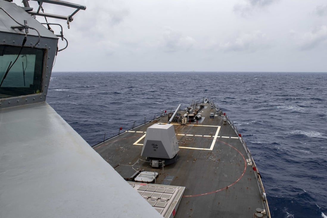 The USS Mustin near the Paracel Islands in the South China Sea on Thursday. Photo: Handout