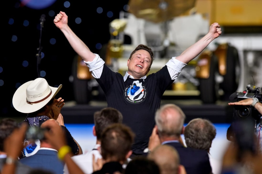 Elon Musk after the successful launch of a SpaceX Falcon 9 rocket and Crew Dragon spacecraft on NASA's SpaceX Demo-2 mission at Cape Canaveral on May 30, 2020. Musk this week became the fourth person in history to join the rarefied centibillionaire club, where his fortune topped US$100 billion. Photo Reuters