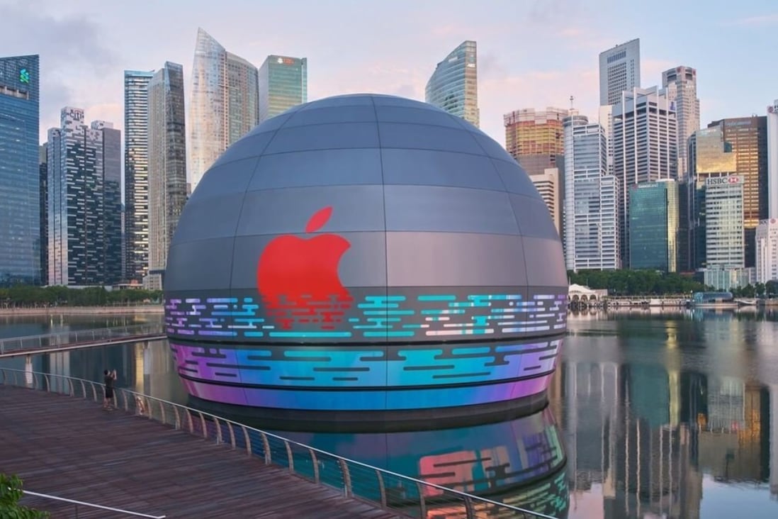 The new Apple store in Singapore, soon to open. Photo: @marinabaysands/Instagram