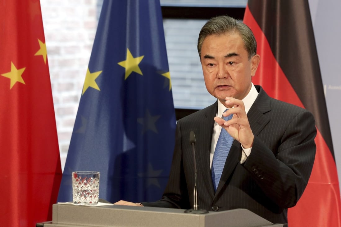 China’s Foreign Minister Wang Yi in Berlin on Tuesday. Photo: EPA-EFE