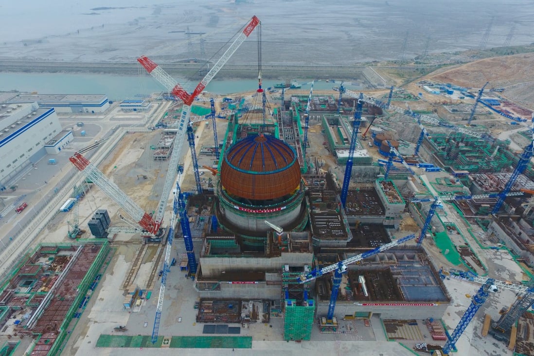 A containment dome is installed at the Fuqing Nuclear Power Plant in Fujian province in 2017. After more than a year without approving any nuclear projects, China is again turning to the controversial technology. Photo: Xinhua