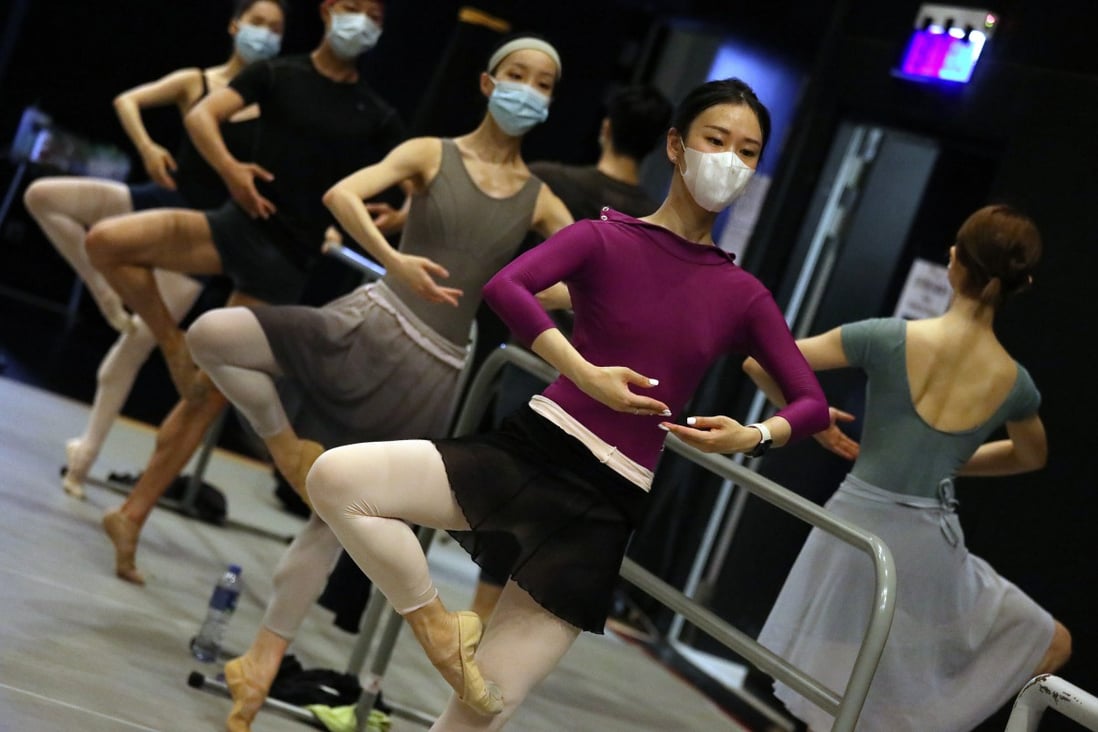 Hong Kong Ballet dancers practise in a studio at the Hong Kong Institute of Contemporary Culture during the coronavirus pandemic. Photo: Nora Tam
