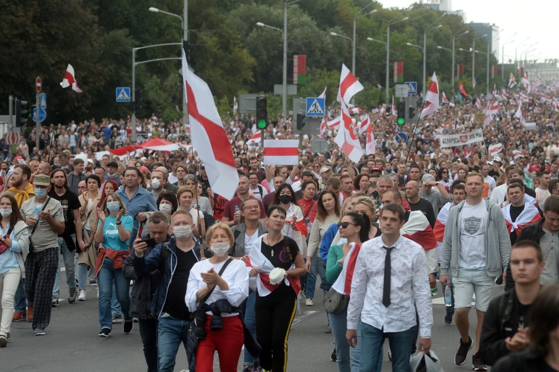 Belarusians attend a protest rally against the results of the presidential elections. Photo: EPA